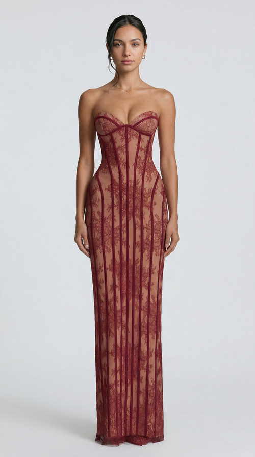 Julie | Maxii Dress - Pizzo Bordeaux