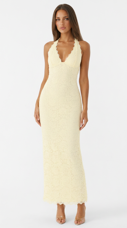 Julie | Abito Maxi in Pizzo - Limone